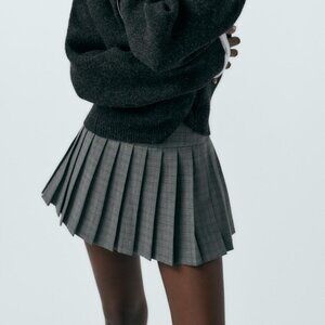 NWT ZARA PLEATED SKORT GRAY MARL